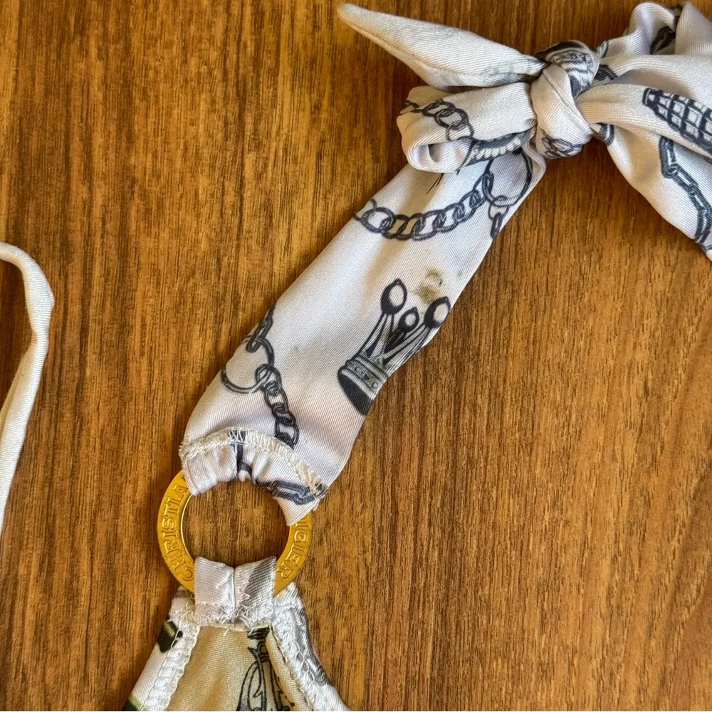 CHRISTIAN AUDIGIER Ed Hardy Vintage Y2K White Pink Blue Paris Bike Bikini Set - Picture 10 of 15